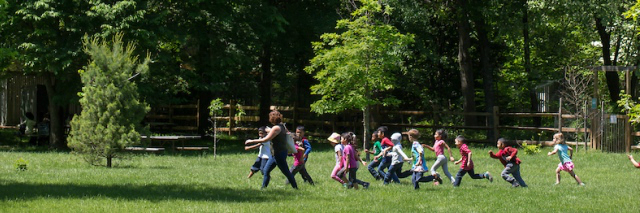 Children going to Theatre in the Woods
