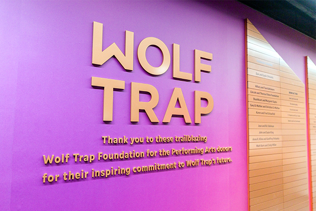 Close-up of the Wolf Trap Donor Wall.