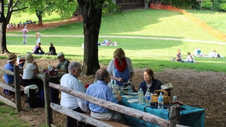 Picnic tables at The Meadow.