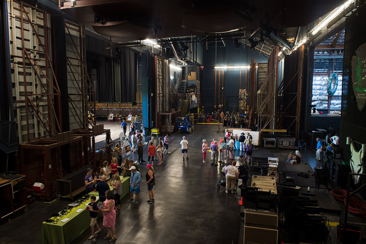 The Filene Center backstage area viewed from up high.