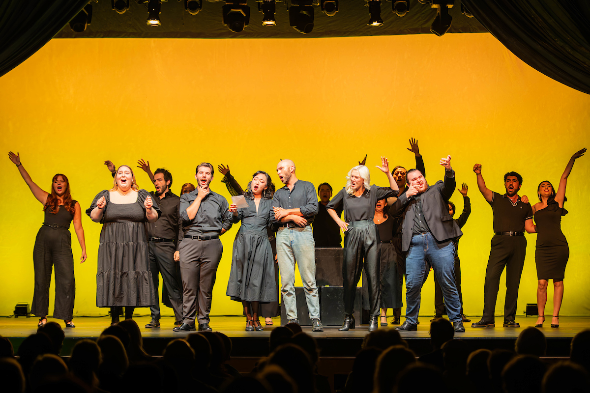 Wolf Trap Studio Artists on stage performing a group scene.