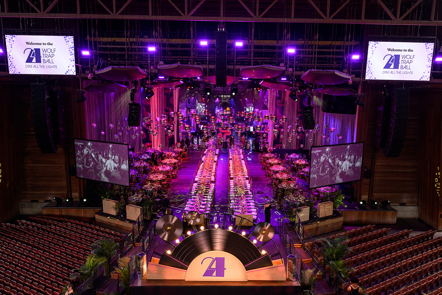 The Wolf Trap Ball decor viewed from the Filene Center Boxes.