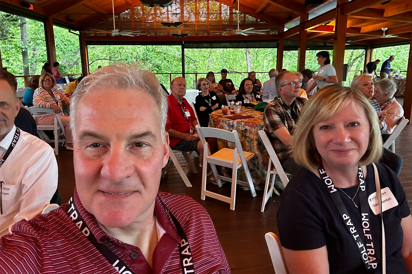 Jim and Stacy Riordan smiling at a Volunteer Appreciation Dinner.