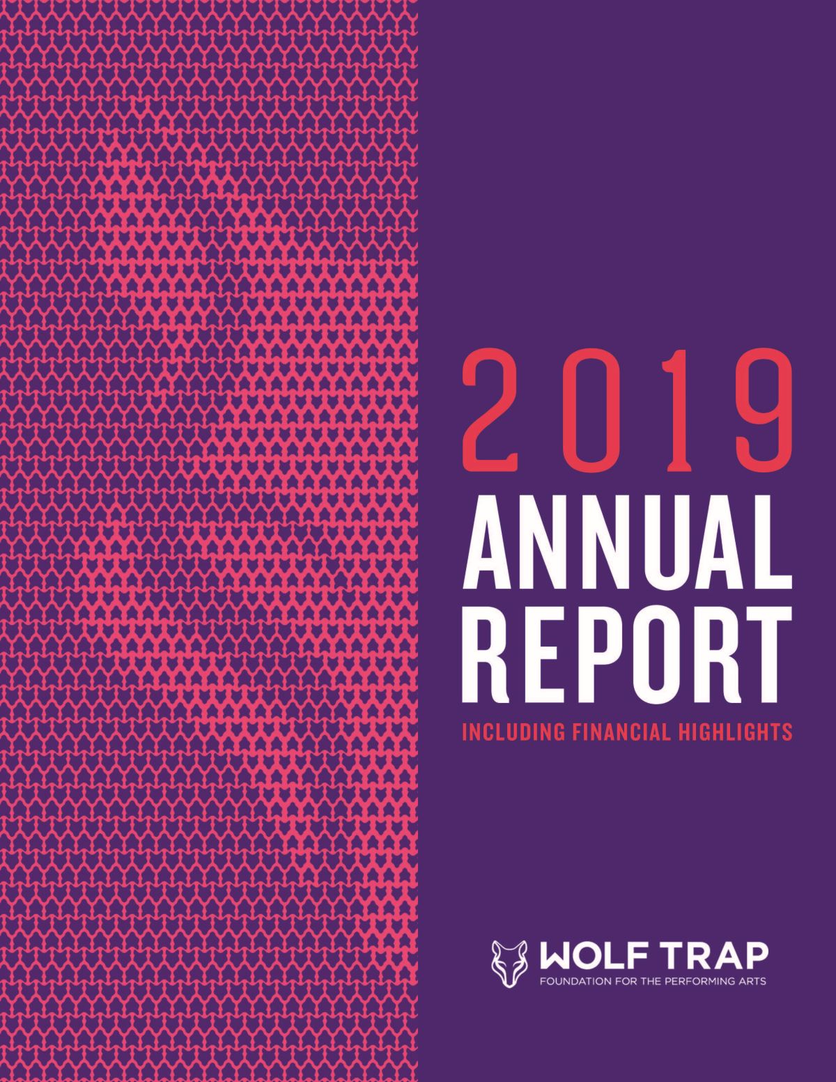 2019 Annual Report Cover: Stylized wolf head.