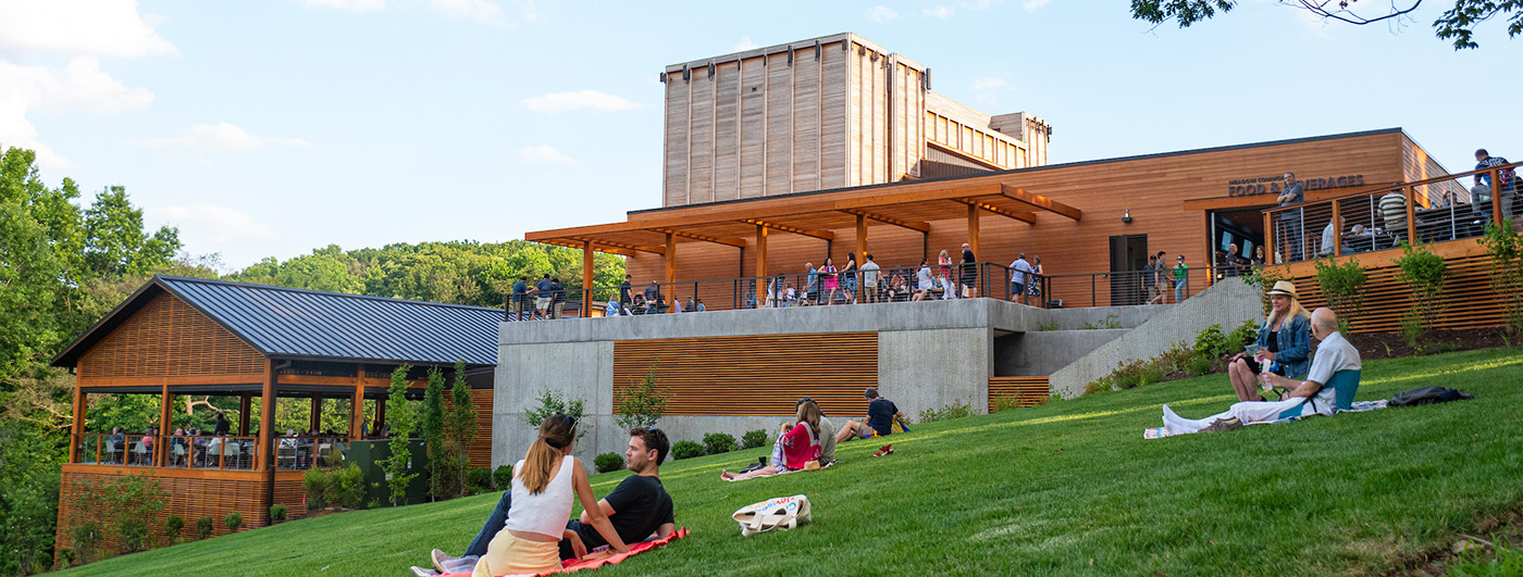 The Meadow Commons and Filene Center viewed from the Meadow.