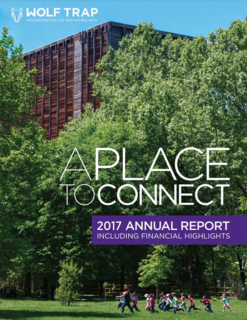 2017 Annual Report cover with A Place to Connect written on it.