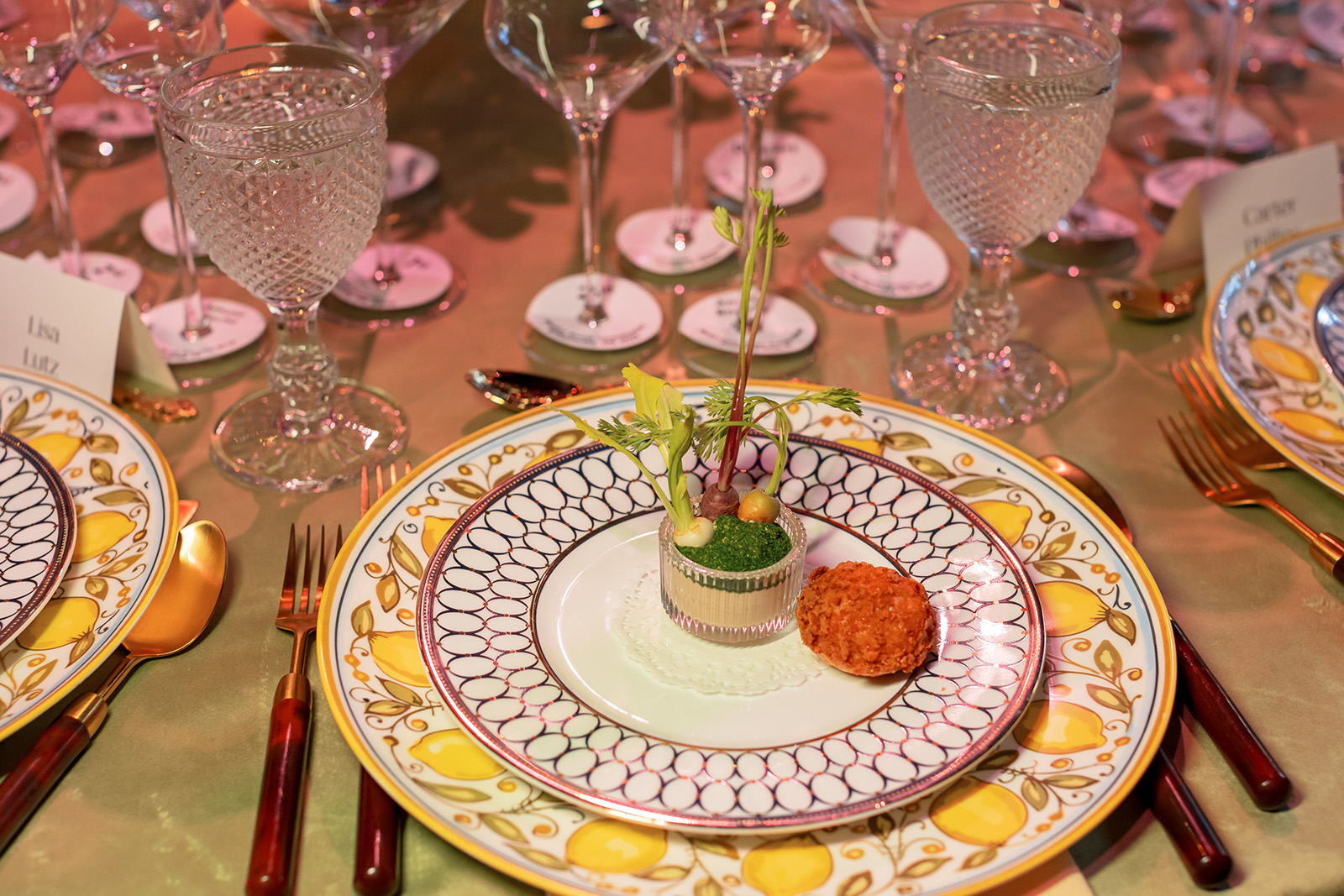 Elegant place setting with the first course.