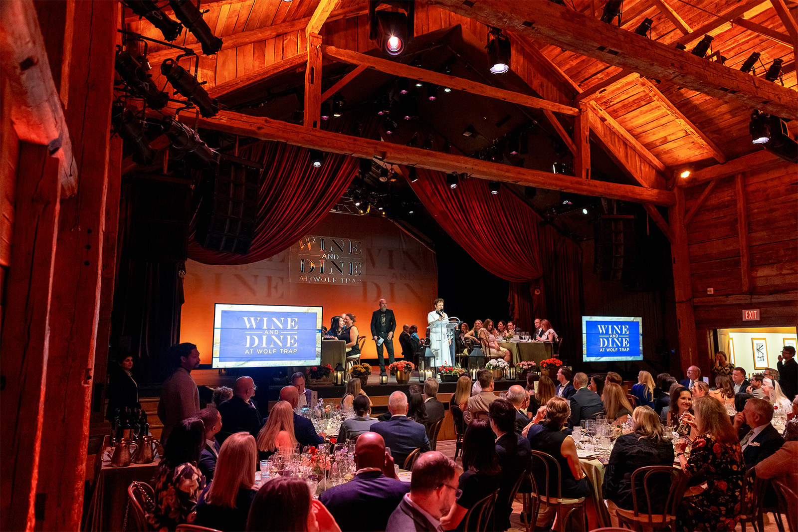 The German Barn set up for Wine & Dine at Wolf Trap.