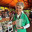 Wolf Trap volunteers smiling outside the chair rental area.