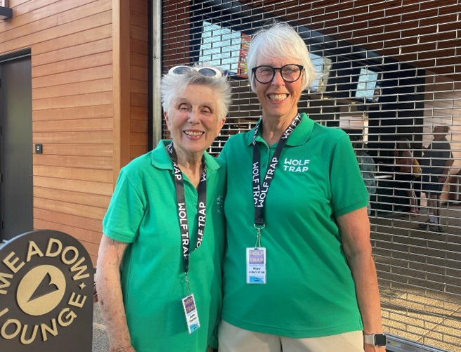 Wolf Trap Volunteer Bette Gorman with her Wolf Trap friends.