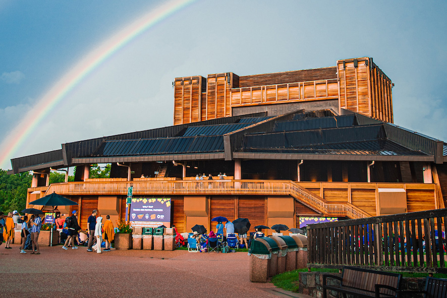 A rainbow behind The Filene Center.