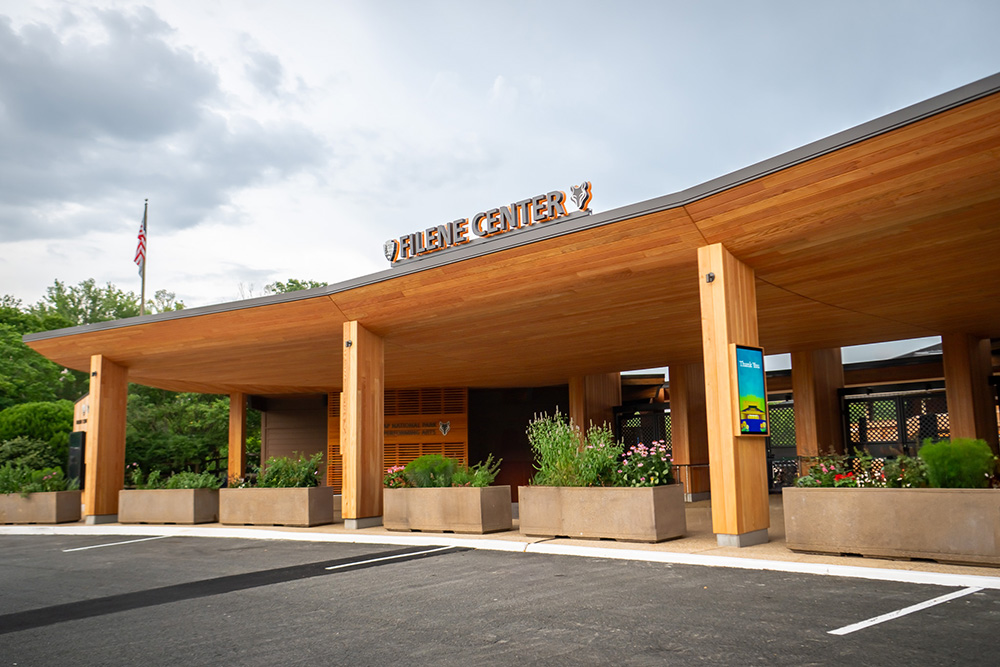 Wolf Trap's new main gate, viewed from the parking circle.