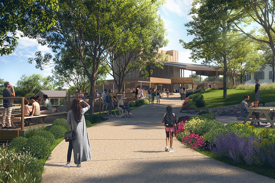 Rendering of path to Filene Center with new Meadow Overlook.