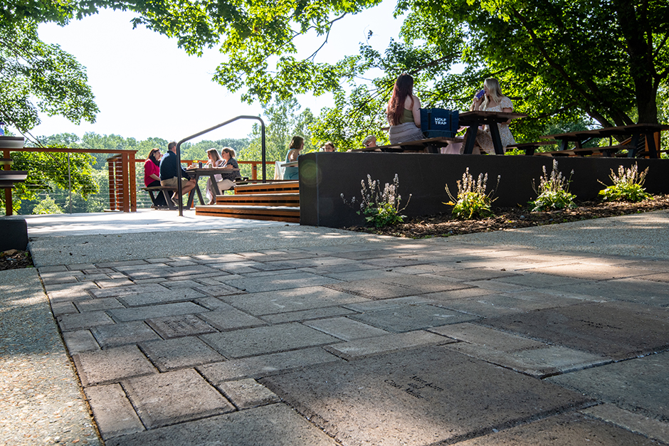 Closeup of the Pavers with a view of the Meadow Overlook Picnic terraces.