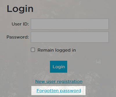 Login Screen with "Forgotten password" highlighted.